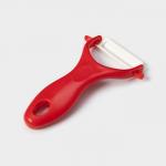 Набор кухонных принадлежностей Доляна «Нарцисс», 3 предмета: 2 ножа с антиналипающим покрытием, лезвие 12 см, овощечистка, 20?4 см, красный