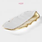 Блюдо для фруктов Доляна «Золотой лист», 36?14?3 см, золотое с белым