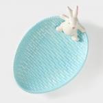 Блюдо сервировочное Доляна «Зайка», 26?19.5?10.5 см, доломит, голубой