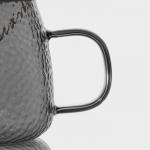 Кружка Magistro «Диамант», 450 мл, с крышкой и ложкой, стекло, серая