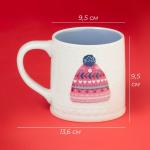 Кружка Доляна «Новогодняя шапочка», 480 мл, 13.6?9.5?9.5 см, фарфор, белая