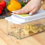 Овощерезка - шинковка со сменными насадками и контейнером Доляна Fresh Cook,, 6 насадок, 14?12.5?38.1 см, белая, зелёная