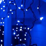 Гирлянда "Бахрома" 3 х 0.6 м , IP65, УМС, тёмная нить каучук, 108 LED, свечение синее, 220 В