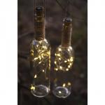 Гирлянда «Нить», 2 м, уличная, роса с пробкой, IP44, серебристая нить, 20 LED, солнечная батарея, свечение тёплое белое