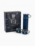 Подарочный набор туристический Never give up, термос 500 мл, кружка 3 шт.