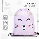 Мешок для обуви «Милый котик» с дополнительными элементами, 41?31 см