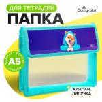 Папка для тетрадей А5 230?190?50 мм, с клапаном на липучке, пластик/текстиль, «Сиба»