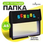 Папка для тетрадей А5 230?190?50 мм, с клапаном на липучке, пластик/текстиль, School