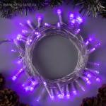 Гирлянда «Нить» 5 м, IP20, прозрачная нить, 50 LED, 8 режимов, 220 В, свечение фиолетовое