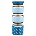Ланч-бокс, 1.32 л, 3 уровня, сохраняет тепло 2 ч, нержавеющая сталь, синий, голубой