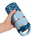 Ланч-бокс, 1.32 л, 3 уровня, сохраняет тепло 2 ч, нержавеющая сталь, синий, голубой