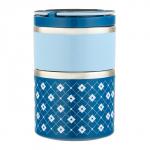 Ланч-бокс, 985 мл, 2 отделения, сохраняет тепло 2 ч, нержавеющая сталь, синий