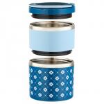 Ланч-бокс, 985 мл, 2 отделения, сохраняет тепло 2 ч, нержавеющая сталь, синий