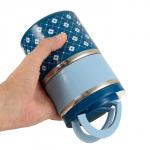 Ланч-бокс, 985 мл, 2 отделения, сохраняет тепло 2 ч, нержавеющая сталь, синий