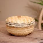 Корзинка плетёная с крышкой, 23?23?15 см, бамбук