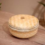 Корзинка плетёная с крышкой, 23?23?15 см, бамбук