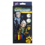 BY Русские Супергерои Карандаши 12цв. стираемые с ластиком "Кощей и Леший", шестигр., мягкое письмо