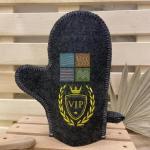 Варежка банная с вышивкой VIP, цвет серый, без упаковки