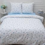 КПБ 'Традиция' евро поплин, 100% хлопок, пл. 110 гр./кв.м., 'Мильфлёр (голубой) ВБ' Пододеяльник 205*217, простыня 217*240, наволочка 70*70 (2 шт.)