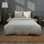 КПБ 'Традиция' евро, поплин, 100% хлопок, 'Подснежники (серо-зеленый) ВБ' Пододеяльник 205*217, простыня 217*240, наволочка 70*70 (2 шт.)