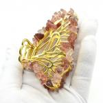 Заколка краб для волос бабочка с кварцем рутиловым 8*5*3,5см
