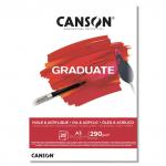 "Canson" Альбом для акрила и масла "Graduate" 290 г/м2 A3 27.9 х 42 см склейка с одной стороны в полиэтиленовой пленке 20 л.