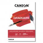 "Canson" Альбом для акрила и масла "Graduate" 290 г/м2 A4 21 х 27.9 см склейка с одной стороны в полиэтиленовой пленке 20 л.