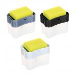 VETTA Дозатор для моющего средства с губкой, пластик, 14x9x11 см, серый