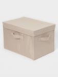 Короб стеллажный с крышкой LaDо?m, 38?26?24 см, бежевый, материал батист