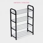 Полка для обуви Доляна, 4 яруса, 42?19?59 см, чёрная