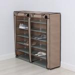 Полка для обуви с чехлом LaDо?m, двойная, 6 уровней, 117?30?106 см, бежевая