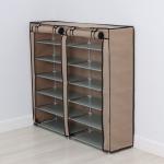 Полка для обуви с чехлом LaDо?m, двойная, 6 уровней, 117?30?106 см, бежевая