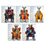 ClipStudio Тетрадь 48л. в клетку, офсет, обл. мел.картон, скрепка, выб лак, "Звери в креслах" 4 диз.