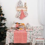 *Сидушка на стул с завязками 'NewYear' 40х40, рогожка, 100% хлопок 'Ягодки'