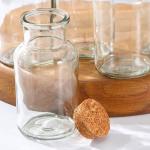 Банки для сыпучих Доляна «Парфе», 280 мл, 6.7?12.8 см, набор 12 шт., с пробковой крышкой, стекло, прозрачные