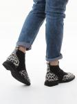 01-B44B-81H WHITE/LEOPARD Ботинки демисезонные женские (натуральная кожа, текстиль, байка)