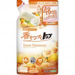 LION Жидкое средство для стирки ТОР Сладкая Гармония всех видов белья, дезодорирующее с кондиционером, 500 гр. сменная упаковка