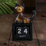 Вечный календарь настольный «Котик», 4?7?12 см, дерево