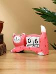 Календарь настольный «Кошка», 13?4?10 см, дерево, розовый