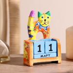Вечный календарь «Котёнок», 7?4?10 см, дерево, 2 языка, МИКС