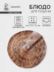 Блюдо для подачи Magistro Wood, 27.8?27.5?3 см, фарфор, коричневое