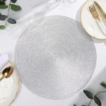 Салфетка сервировочная «Доляна», серебро, d=38 см