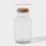 Банки для сыпучих Доляна «Парфе», 280 мл, 6.7?12.8 см, набор 12 шт., с пробковой крышкой, стекло, прозрачные