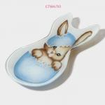 Блюдо сервировочное Доляна «Пасхальный кролик», 21?13.5?1.8 см, стекло, белое, голубое