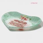 Блюдо сервировочное Доляна «Сердце. Сладости», 25.5?21.8?2.6 см, стекло, зелёное