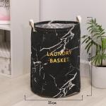 Корзина для белья Доляна «Мрамор», 35?45 см, чёрная