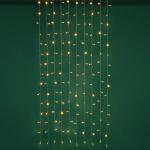 СНОУ БУМ Эл.гирлянда занавес, 1.5x1.5м, 150LED, шампань, 10 нитей, пост.свеч., ПВХ прозр., 220В