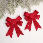 Бант на ёлку "Искристый день" 13*17 см (набор 2 шт), Красный