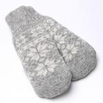 Варежки женские шерстяные, цвет светло-серый, размер 20-22