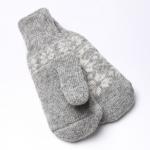 Варежки женские шерстяные, цвет светло-серый, размер 20-22